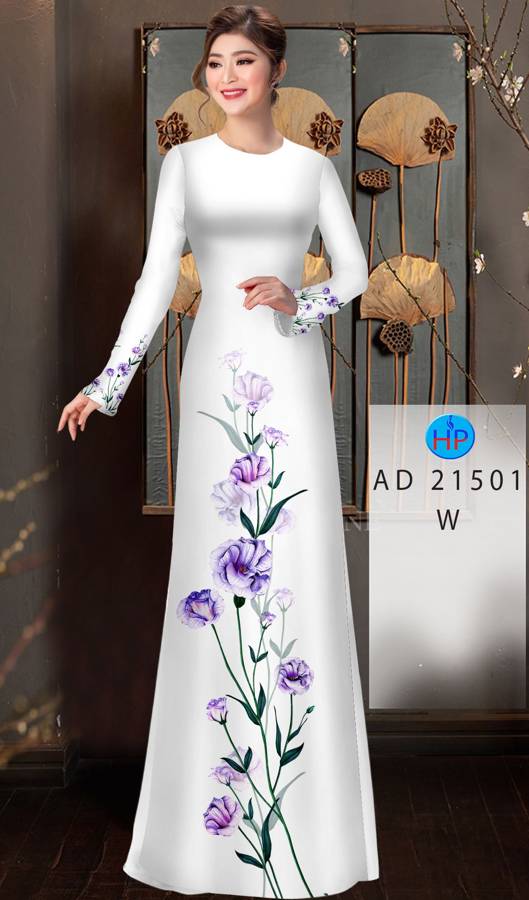 Vải Áo Dài Hoa In 3D AD 21501 10